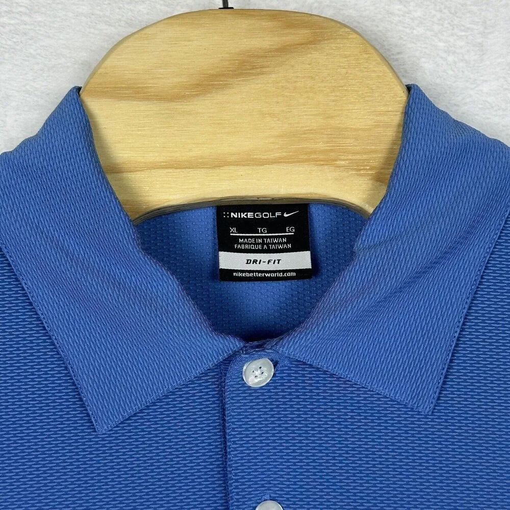 Nike Golf Blue‎ Short Sleeve Sphere Dri-Fit Diamond Polo Shirt Men's XL 35055464